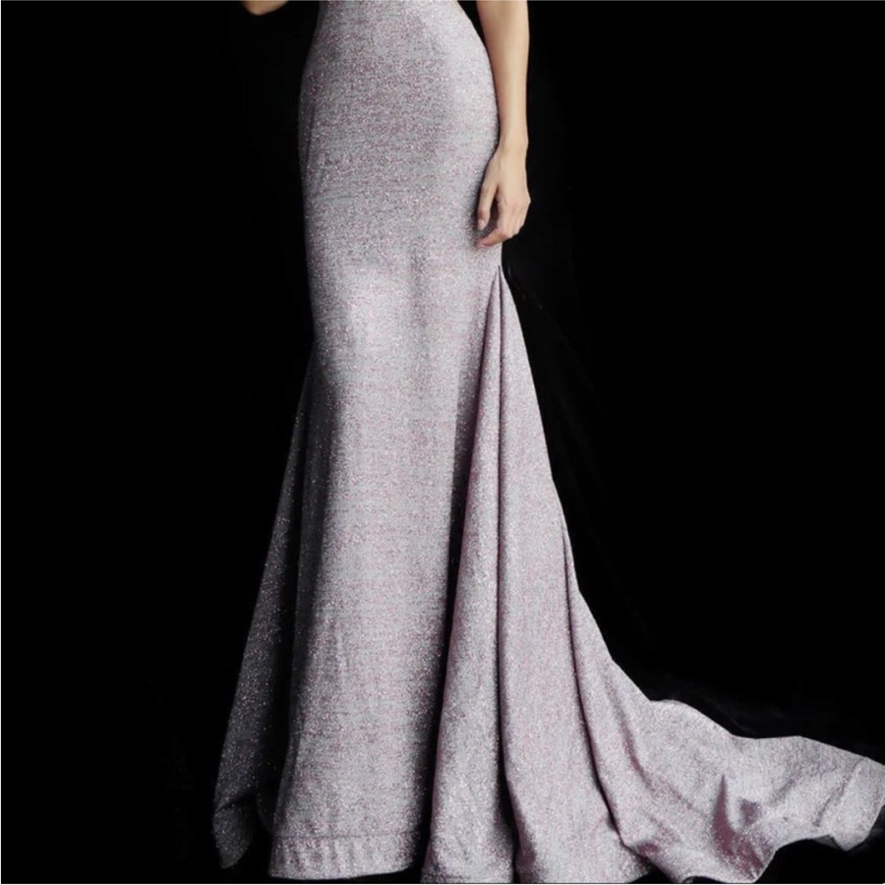 🔴CLEARANCE NEW JOVANI SZ 10 MAUVE SHIMMER NUDE ILLUSION ONE SHOULDER FORMAL GOWN - Picture 15 of 16